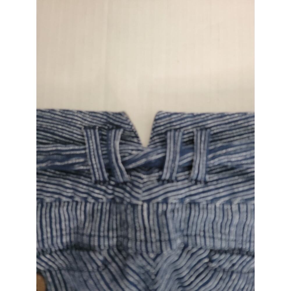 Free People Harem Pants SZ 6 Cotton Yarn Dye Navy Striped Tie Button Pleated - Picture 12 of 12